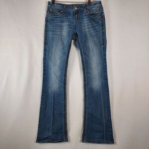 Rock Revival Leah Bootcut Jeans Size 27 Blue Stretch Denim Mid Rise